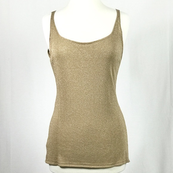 Reversible Metallic Champagne Gold Knit Tank Top - Picture 2 of 3